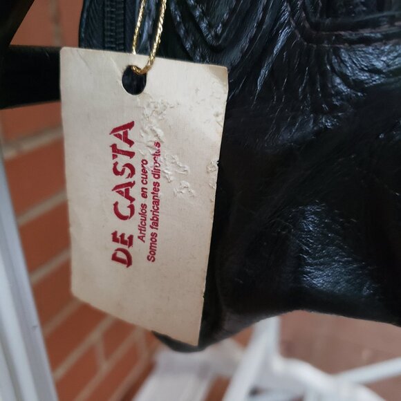 BNWT DE CASTA Colombiano made black leather satchel / shoulder in classic black - Picture 9 of 10